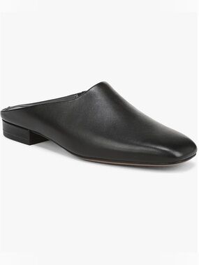 Franco Sarto‎ Black Leather Slip-On Block Heel Mules